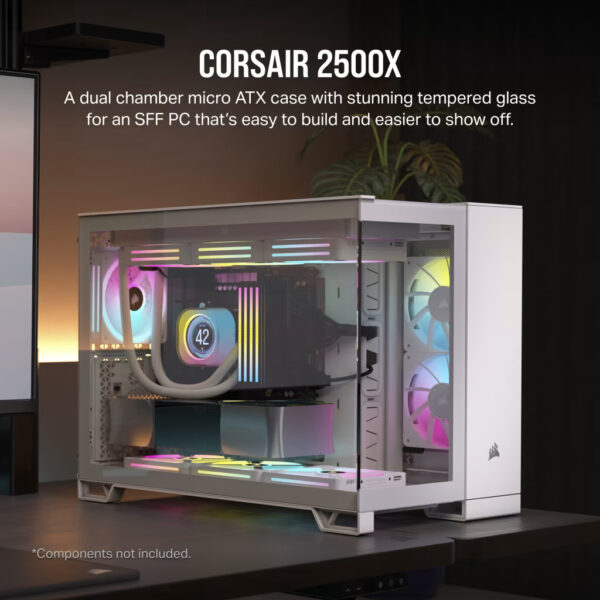 Corsair 2500X Tempered Glass Dual Chamber Case - White CC-9011266-WW