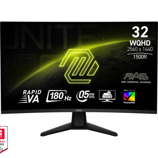 MSI MAG 32CQ6F Gaming monitor 31.5″ WQHD 180Hz 0.5ms GTG Rapid VA Adaptic-Sync Curved