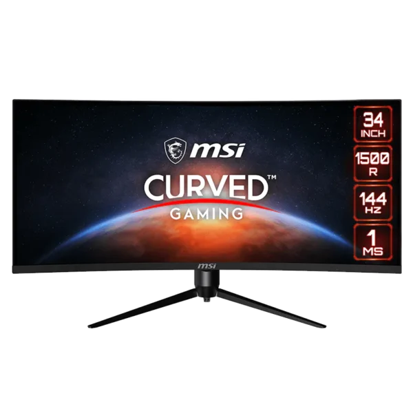 MSI MAG 342CQR E2 | 34" 2K UWQHD Curved 1500R 3440 x 1440 Resolution, 180 Hz / 1ms (MPRT), Adaptive Sync – DP 1.4a, HDMI 2.0b CEC, 95% DCI-P3, AI Vision, HDR Ready Gaming Monitor.