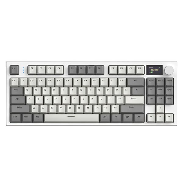 Attack Shark K86 Wireless Mechanical Keyboard with 1.2" TFT Color Display & CNC Knob, Hot Swappable RGB Backlit, TRI Mode 2.4GHz/BT/Wired , Customizable Blue Whale Switch, PBT Keycaps for WIN/MAC (Retro Grey)