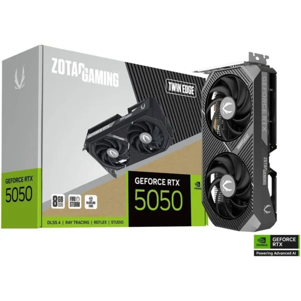 Zotac Gaming GeForce RTX 5050 Twin Edge 8GB |  GDDR6 128-Bit Memory, 2572 MHz Engine Clock, 20 GBps Memory Clock, 2560 CUDA Cores, PCI Express 5.0 x8