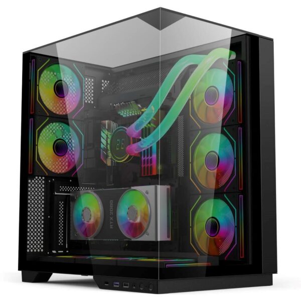 EASE EC125 RGB Mid-Tower ATX Fish Tank Gaming Case – Black