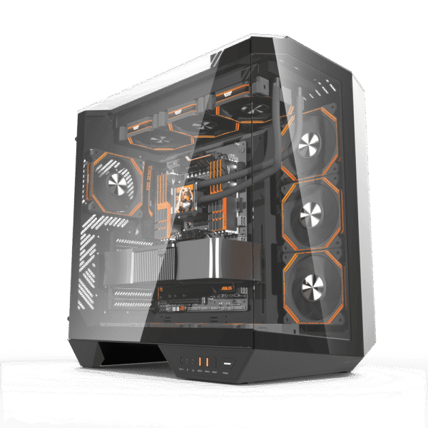 DarkFlash DY470 Mid-Tower ATX Gaming Case – Black/White (with Fans)